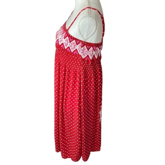 Sundress Boho Breezy Stretchy Smocked Bodice Indian Gauzy Material Red Pink OS - Picture 5 of 16